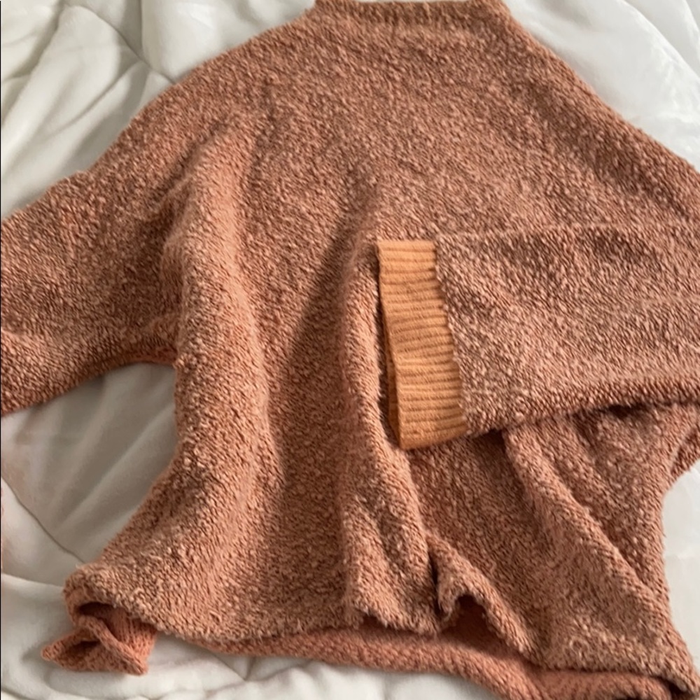 FREE PEOPLE mock neck fuzzy chunky sweater